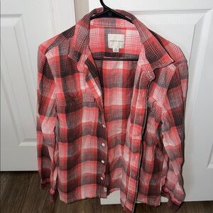American Eagle Outfitters Plaid Shirt in Red and White